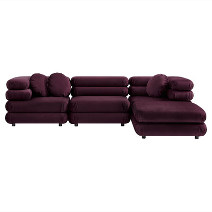 Jubilee 4-Piece Modular Performance Velvet Sectional Sofa by Modway