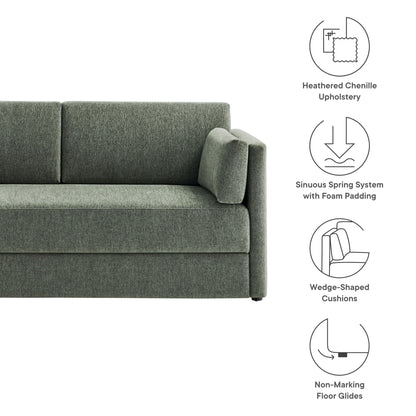 Linden Upholstered Heathered Chenille Small Sofa