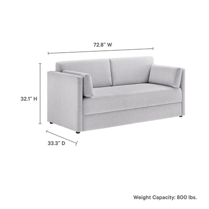 Linden Upholstered Heathered Chenille Small Sofa