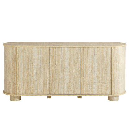Overture 3-Door Oval Faux Travertine Sideboard by Modway