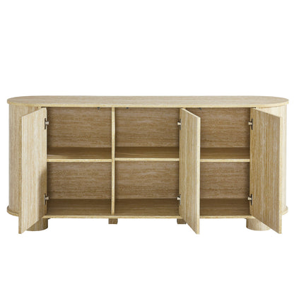 Overture 3-Door Oval Faux Travertine Sideboard by Modway