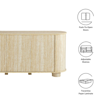 Overture 3-Door Oval Faux Travertine Sideboard by Modway