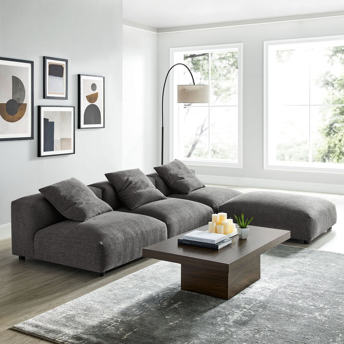 Solace 4-Piece Modular Upholstered Fabric Sectional Sofa by Modway