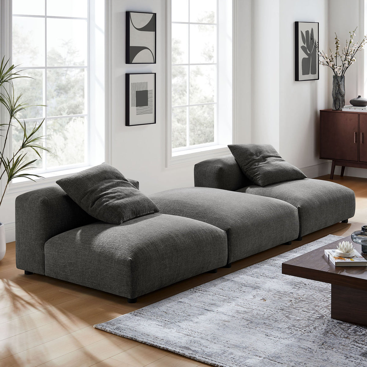 Solace 3-Piece Modular Upholstered Fabric Sectional Sofa by Modway