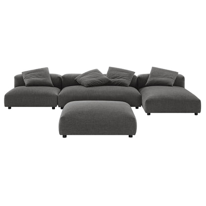 Solace 4-Piece Modular Upholstered Fabric Sectional Sofa With Ottoman by Modway