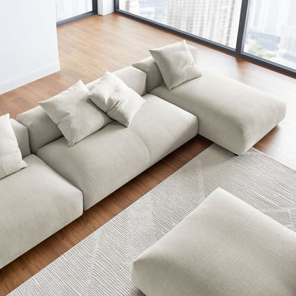 Solace 4-Piece Modular Upholstered Fabric Sectional Sofa With Ottoman by Modway