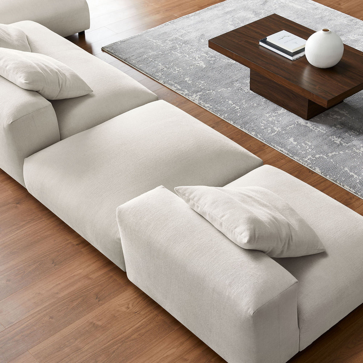Solace 4-Piece Modular Upholstered Fabric Sectional Sofa With Ottoman by Modway