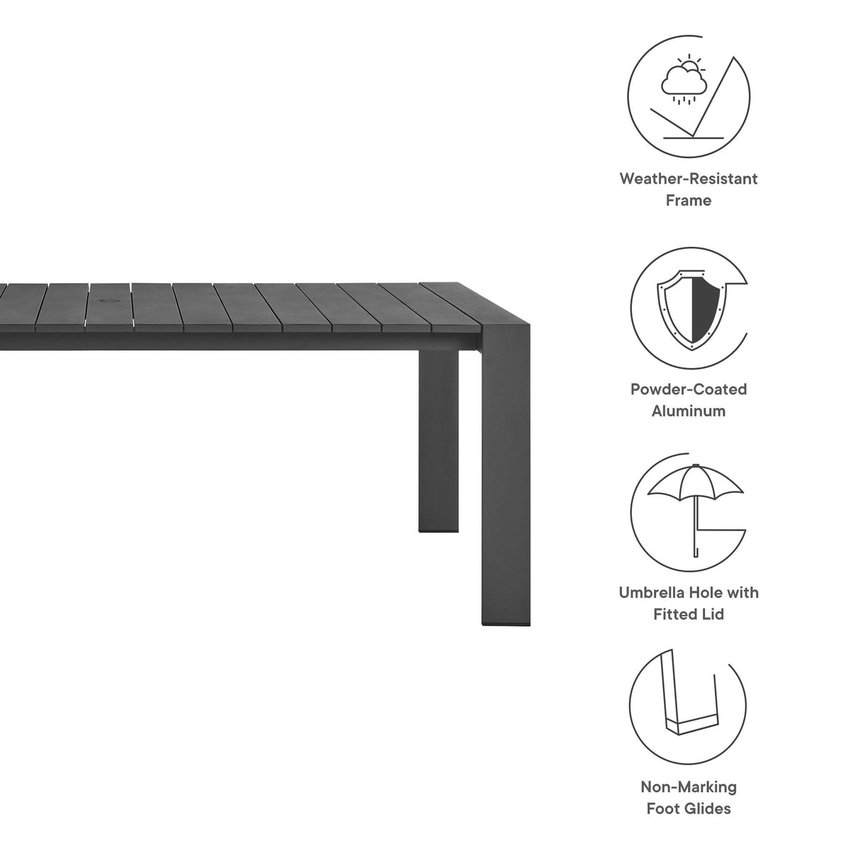 Tahoe Rectangular Outdoor Patio Aluminum Dining Table by Modway