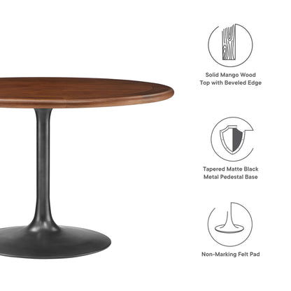 Lippa 48" Round Pedestal Solid Wood Dining Table by Modway