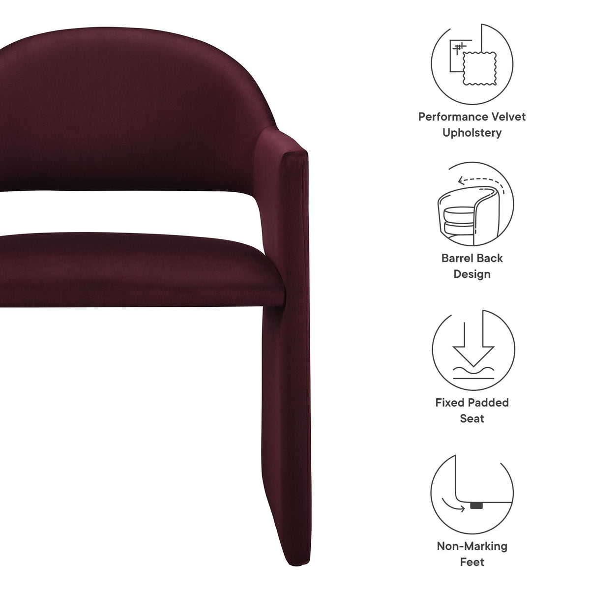 Talia Performance Velvet Dining Armchair by Modway
