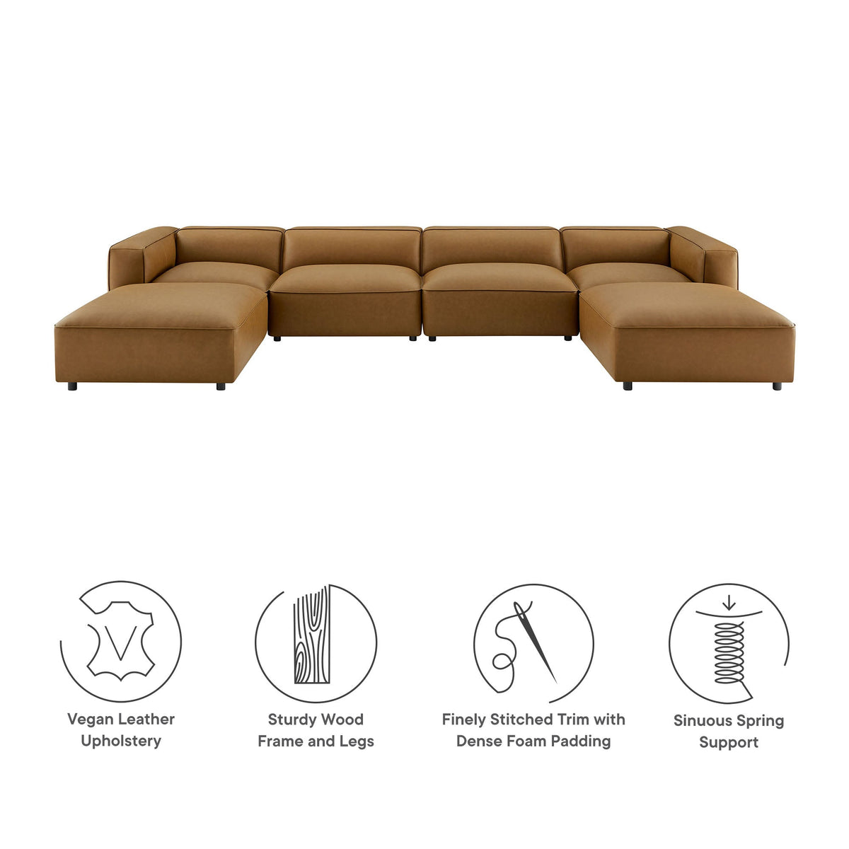 Auren 6-Piece Upholstered Vegan Leather Modular Sofa by Modway