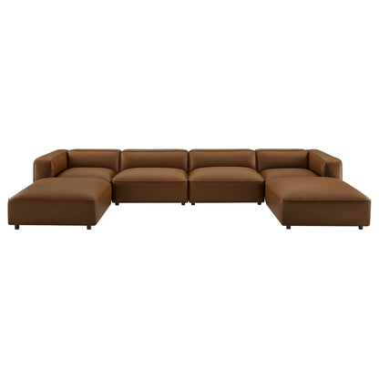 Auren 6-Piece Upholstered Vegan Leather Modular Sofa by Modway