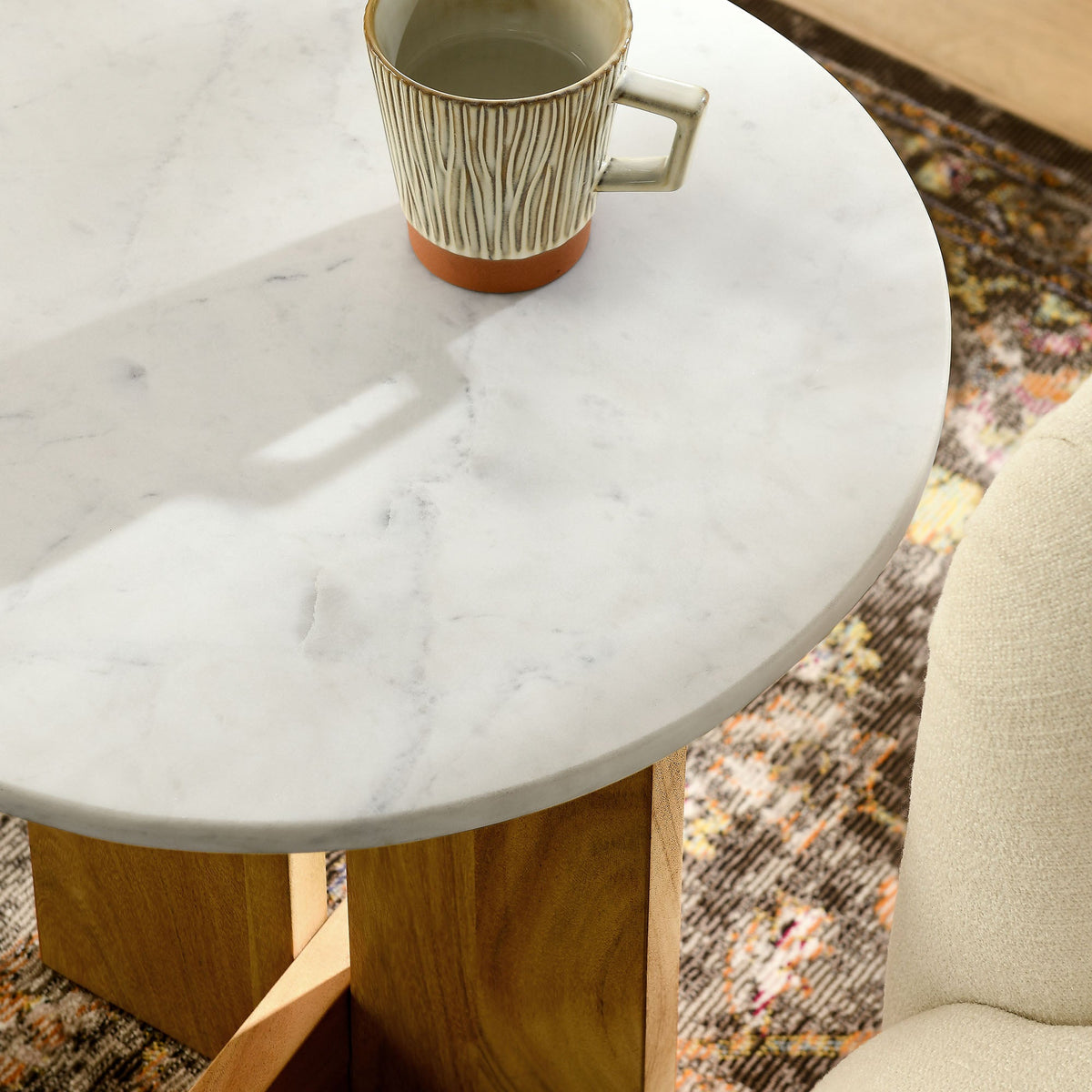 Tarin Acacia Wood and Marble Side Table by Modway