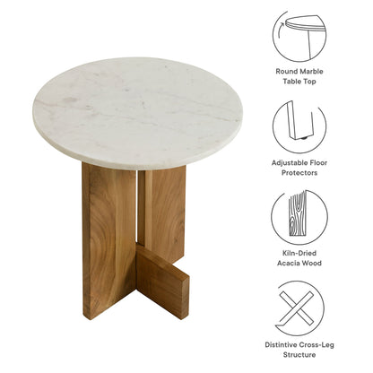 Tarin Acacia Wood and Marble Side Table by Modway