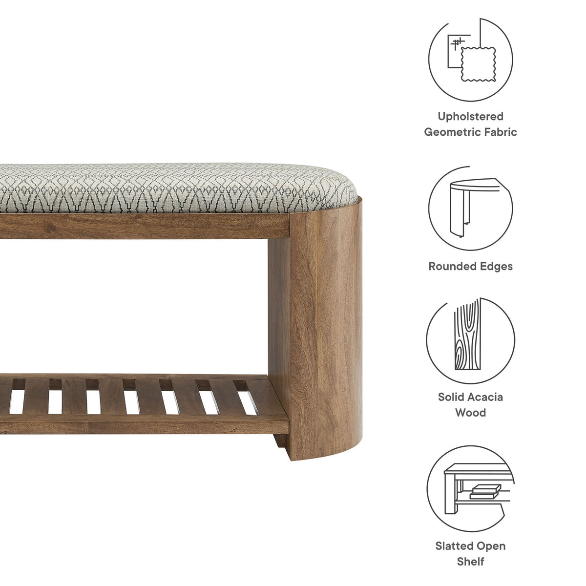 Ashby 45" Geometric Upholstered Bench by Modway