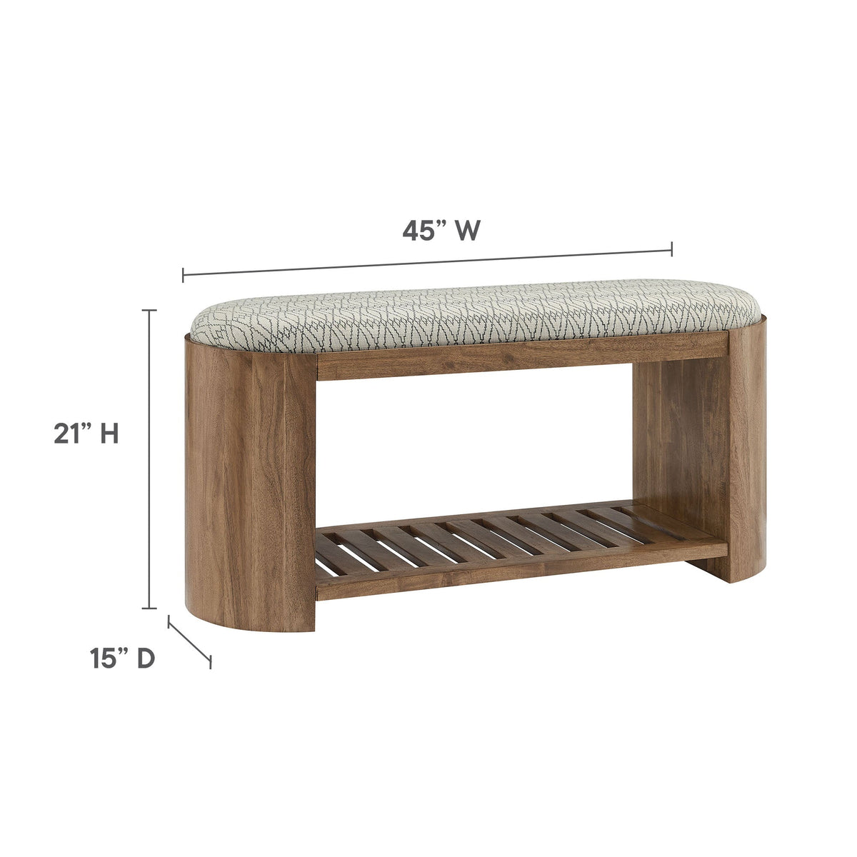 Ashby 45" Geometric Upholstered Bench by Modway