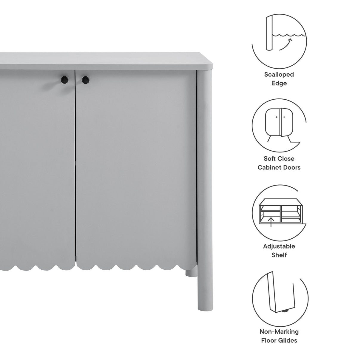 Emmeline 35" 2-Door Scalloped Sideboard Cabinet by Modway
