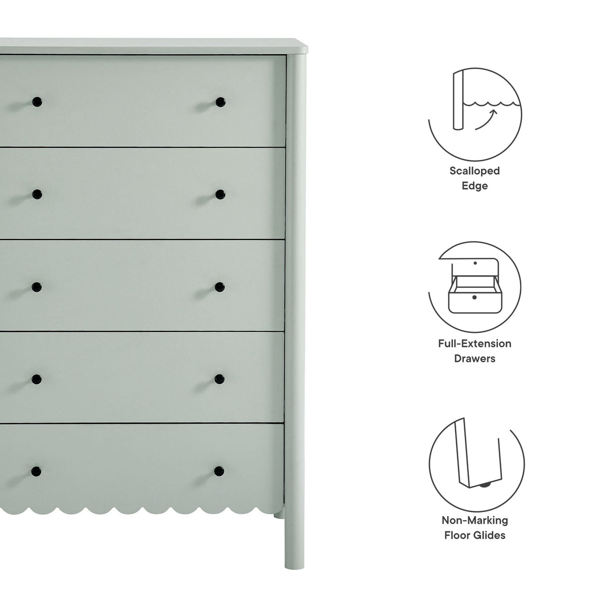 Emmeline Scalloped 5-Drawer Chest by Modway