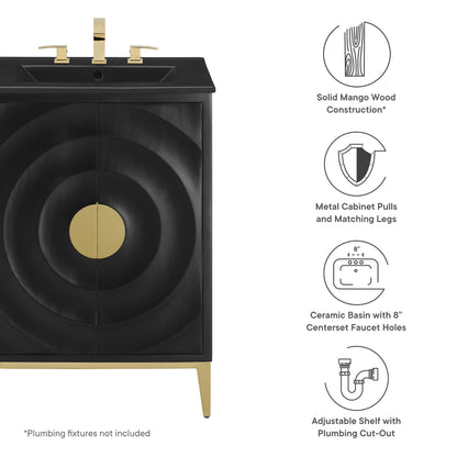 Beau 24" Wood Bathroom Vanity with Basin by Modway - Black Black
