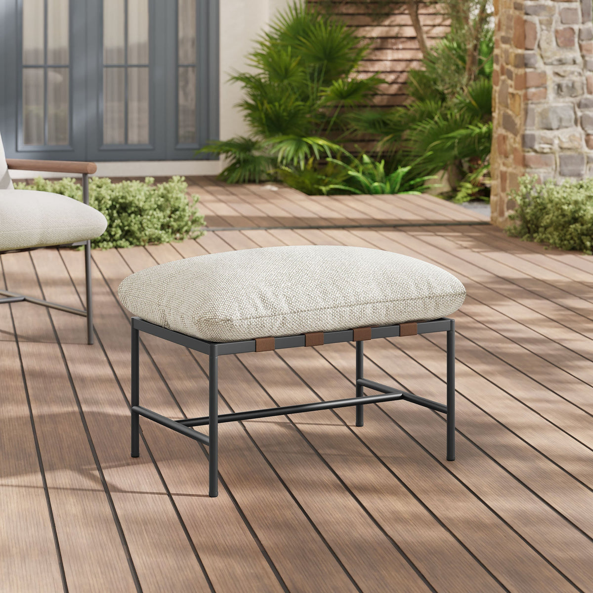 Raya Outdoor Patio Boucle Ottoman by Modway