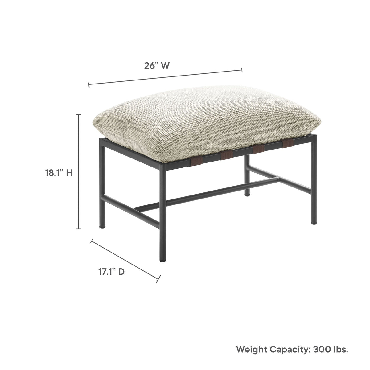 Raya Outdoor Patio Boucle Ottoman by Modway