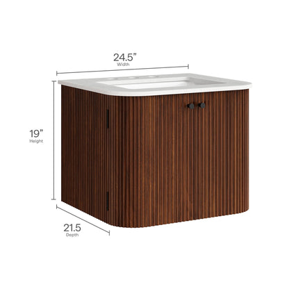 Zia 24" Wall-Mount Bathroom Vanity with Marble Sink by Modway