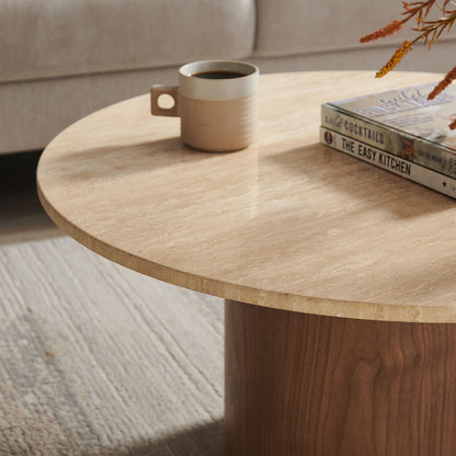 Kioni Round Travertine Coffee Table by Modway