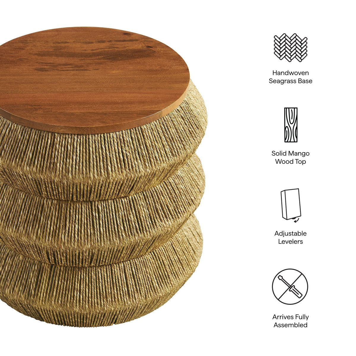 Maris Seagrass and Wood End Table by Modway