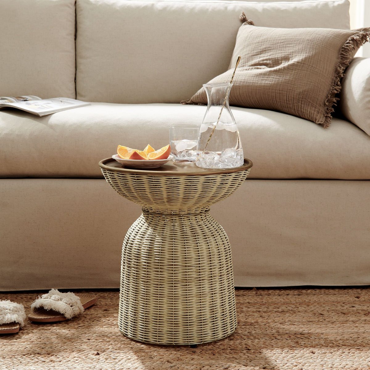 Lazaro Round Rattan Side Table by Modway