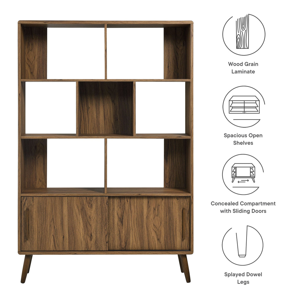 Transmit 45" Four-Tier Bookcase with Sliding Doors
