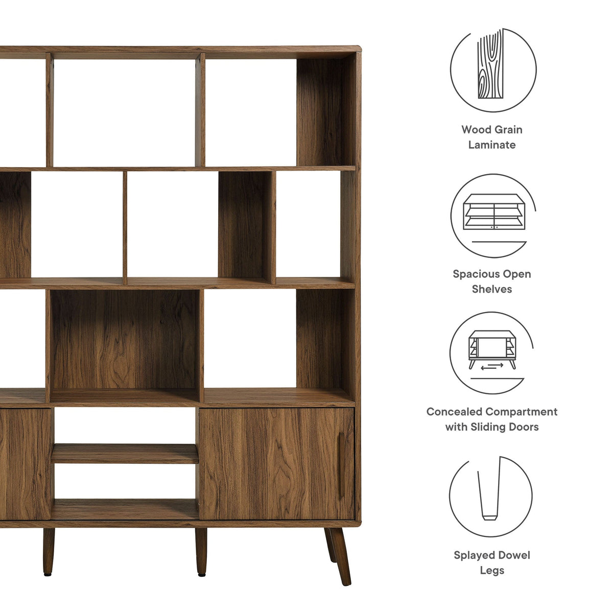 Transmit 59" Bookcase with Sliding Doors by Modway