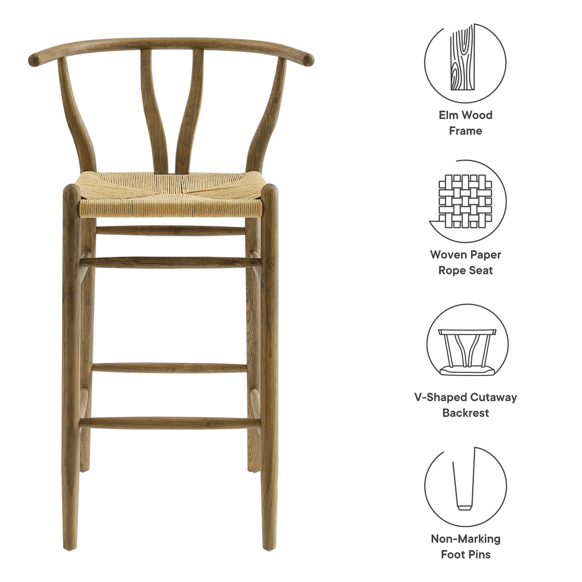 Amish Wood Bar Stool by Modway