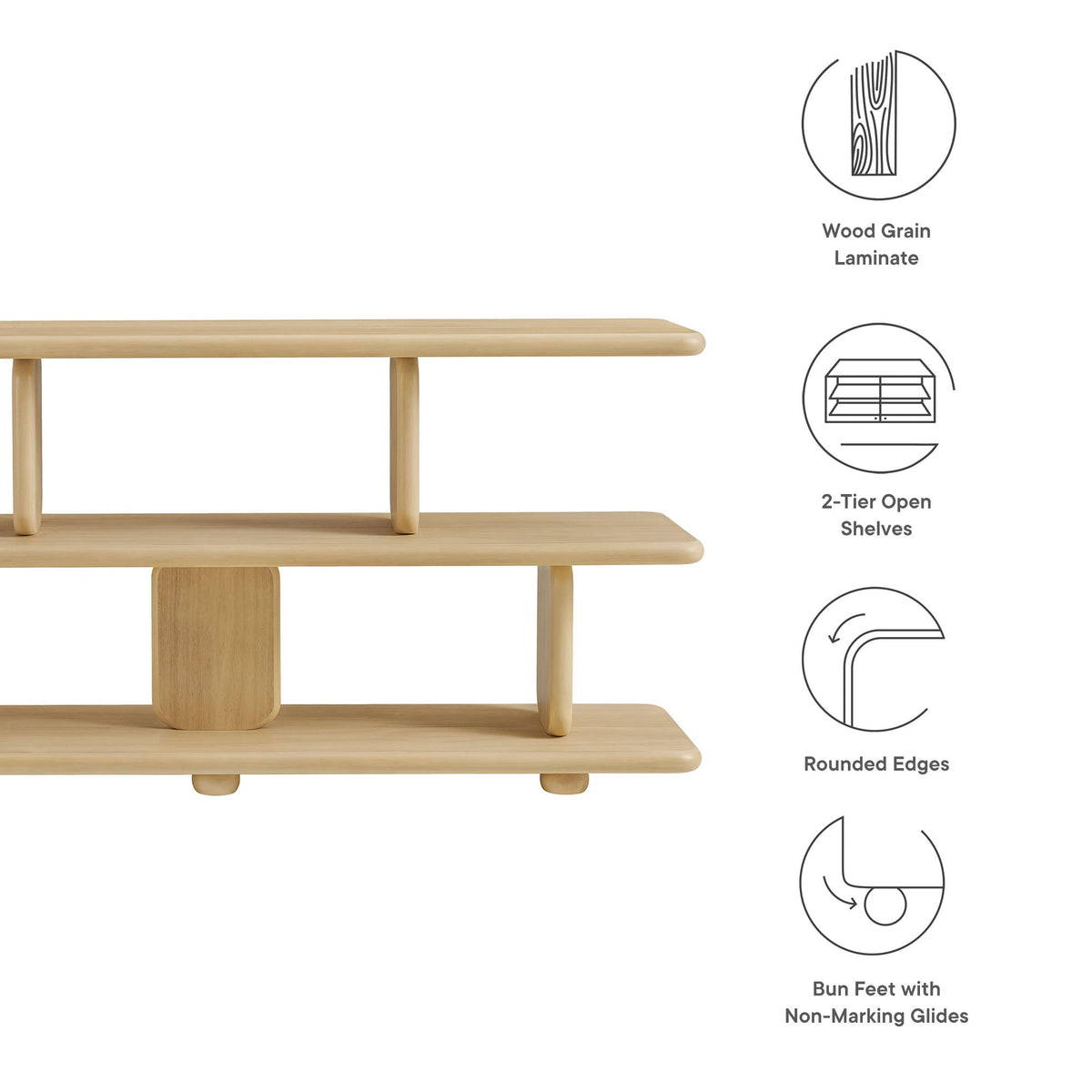 Lyle Sculptural 2-Tier Bookshelf by Modway