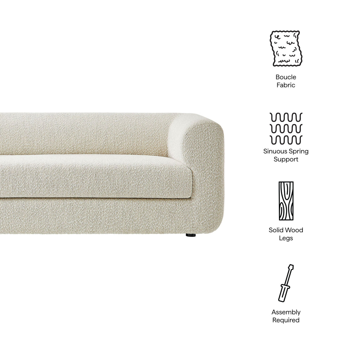 Leif 89" Boucle Upholstered Sofa by Modway