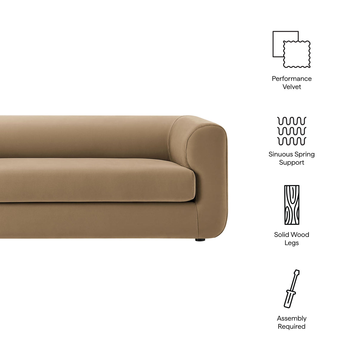 Leif 89" Performance Velvet Upholstered Sofa by Modway