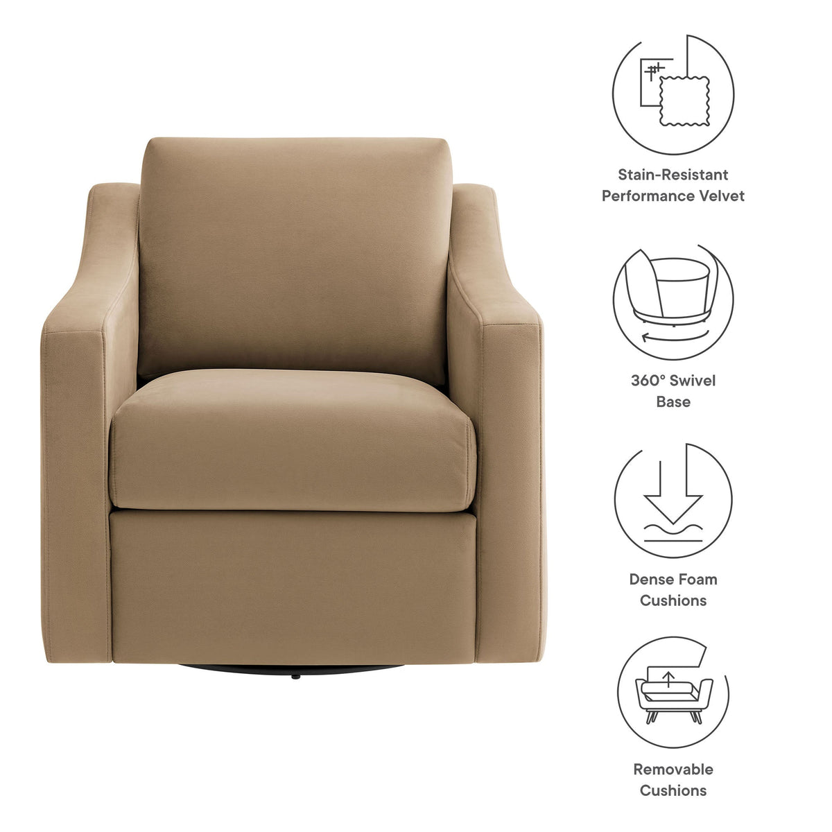 Liora Performance Velvet Swivel Armchair by Modway