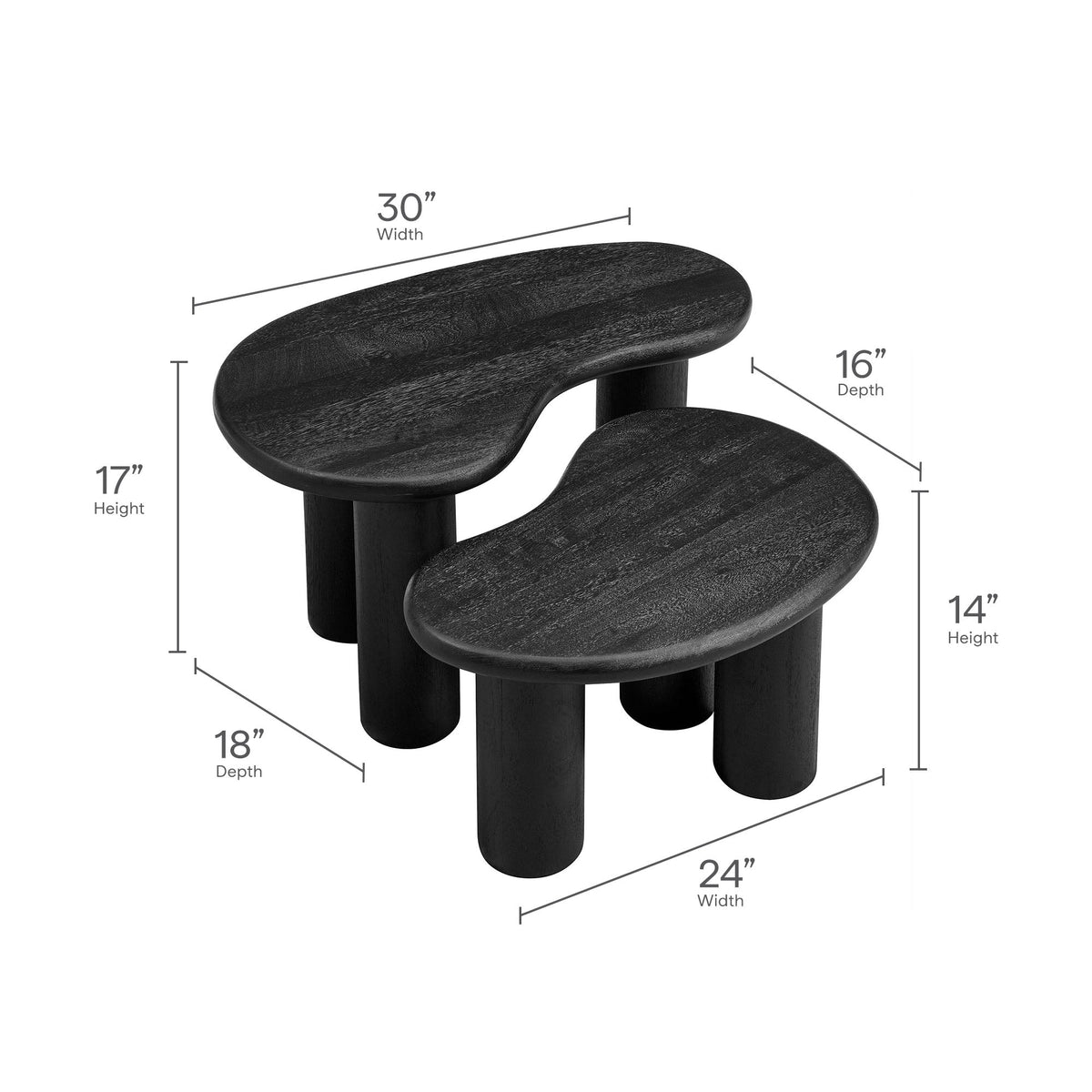Hackney Mango Wood Nesting Coffee Table Set by Modway