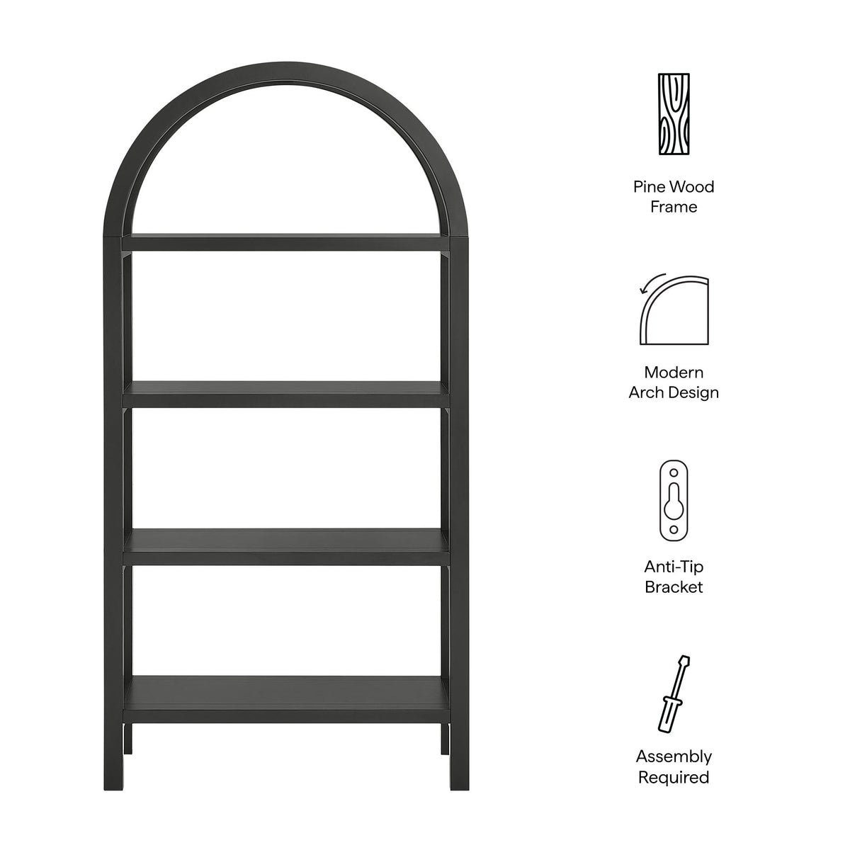 Vexley 60 Inch Arched Bookshelf by Modway