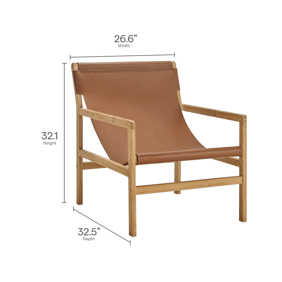 Sonora Leather Sling Chair by Modway