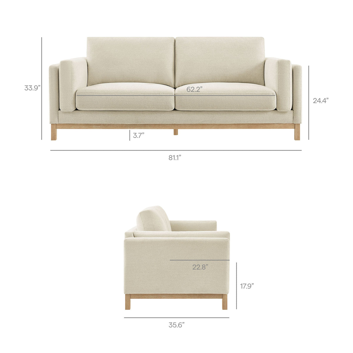 Roscoe 81 Inch Fabric Sofa by Modway