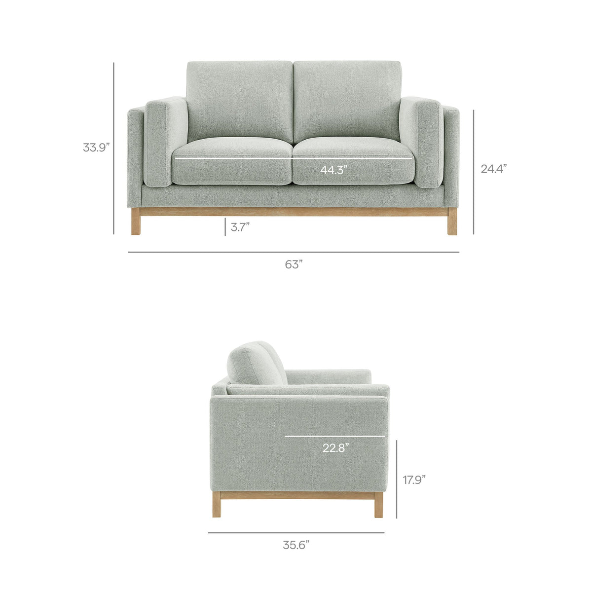 Roscoe 63 Inch Fabric Loveseat by Modway