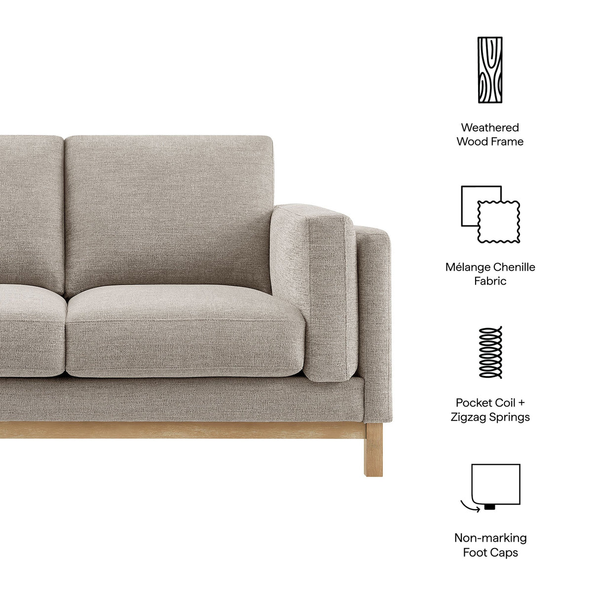 Roscoe 63 Inch Fabric Loveseat by Modway