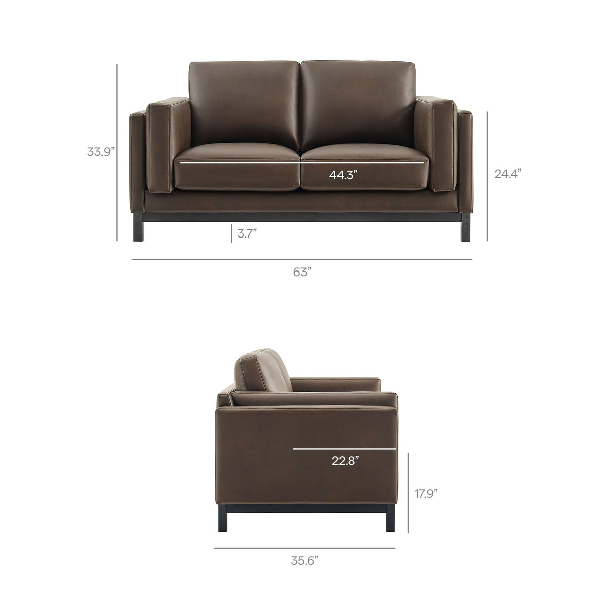 Roscoe 63 Inch Vegan Leather Loveseat by Modway