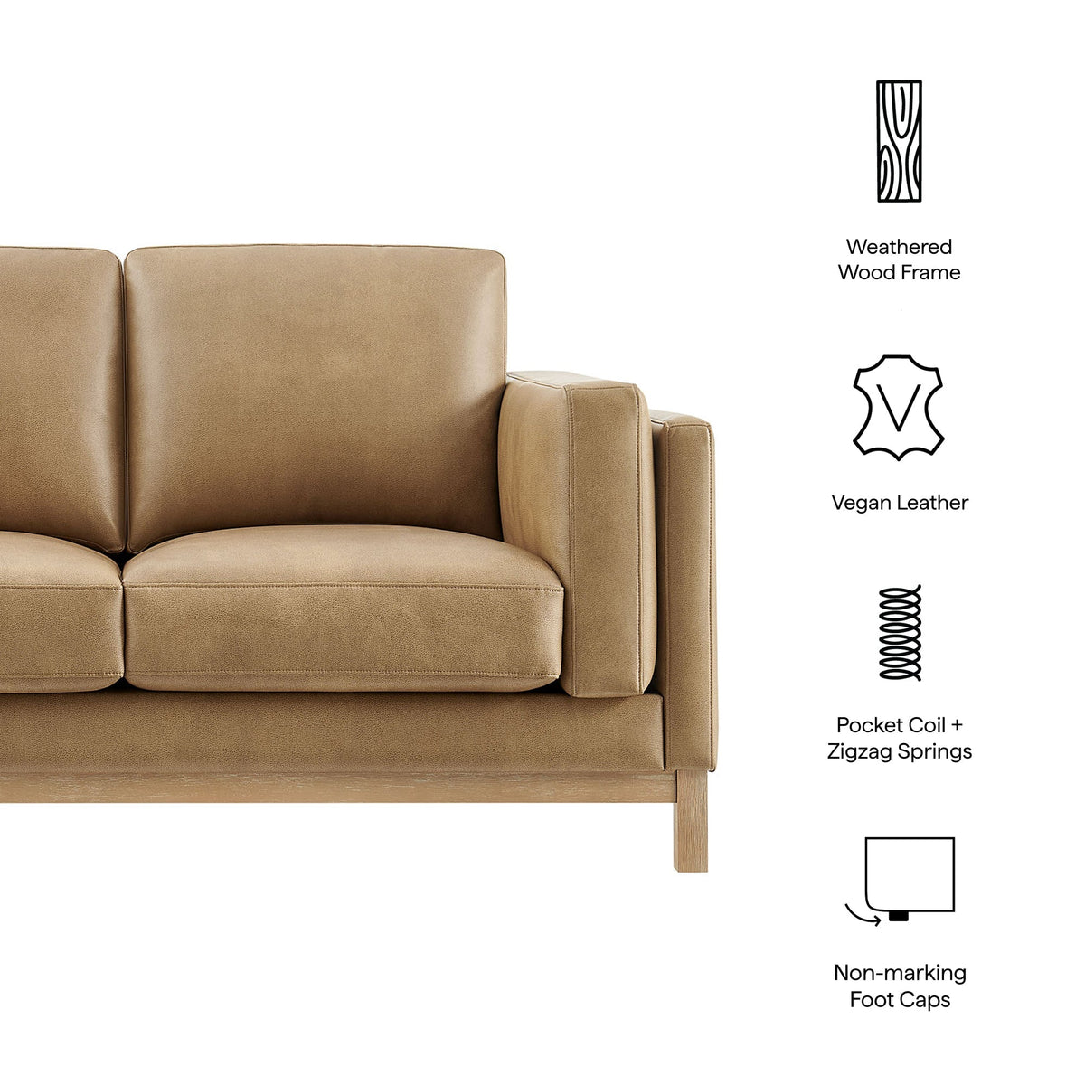 Roscoe 63 Inch Vegan Leather Loveseat by Modway