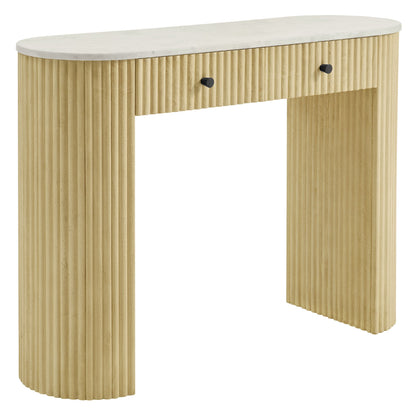 Caldera 42" Curved Solid Wood and Marble Console Table by Modway