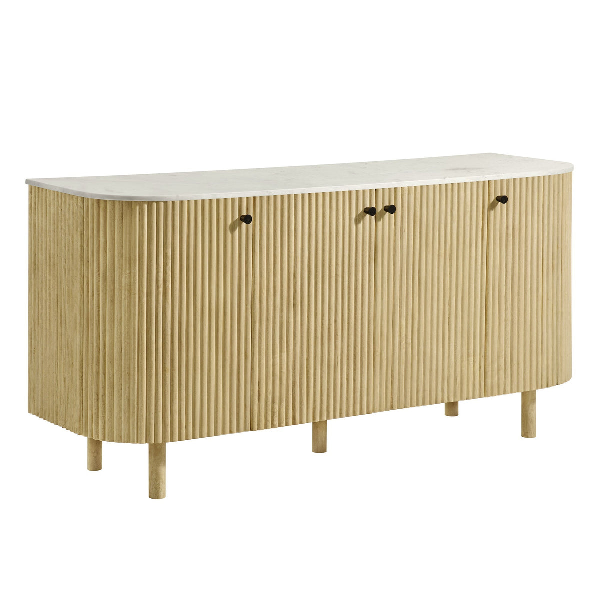 Caldera 60" Curved Solid Wood and Marble Sideboard Storage Cabinet by Modway