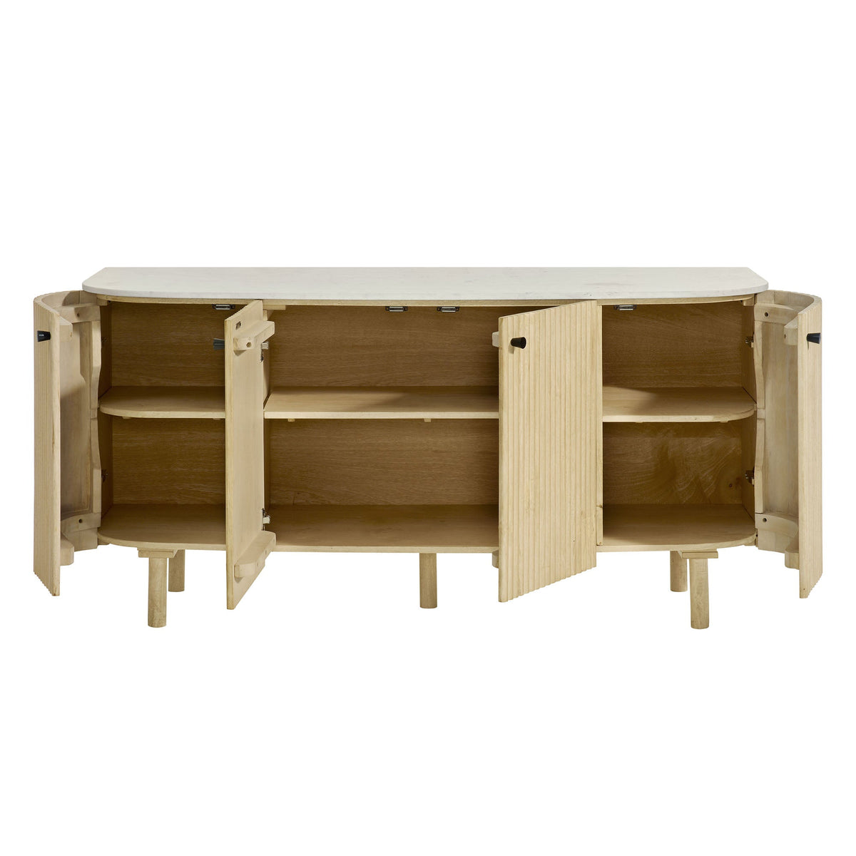 Caldera 60" Curved Solid Wood and Marble Sideboard Storage Cabinet by Modway
