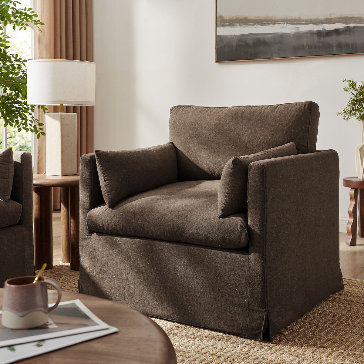 Wellfleet Slipcovered Linen-Blend Armchair by Modway