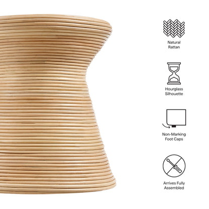 Tavi Hourglass Natural Rattan Round Side Table by Modway