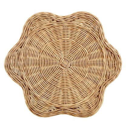 Erika Scalloped Natural Rattan Side Table by Modway